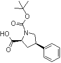 structure of CAS# 144069-70-5, cis-4-Phenyl-1,2-pyrrolidinedicarboxylic acid 1-(tert-butyl) ester