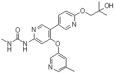 structure of CAS# 1442684-77-6, N-[6'-(2-羟基-2-甲基丙氧基)-4-[(5-甲基-3-吡啶基)氧基][3,3'-联吡啶]-6-基]-N'-甲基脲