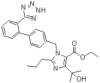 structure of CAS# 144689-23-6, 4-(1-Hydroxy-1-methylethyl)-2-propyl-1-[[2'-(1H-tetrazol-5-yl)[1,1'-biphenyl]-4-yl]methyl]-1H-imidazole-5-carboxylic acid ethyl ester