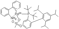 structure of CAS# 1447963-75-8, [2'-(Amino)[1,1'-biphenyl]-2-yl][bis(1,1-dimethylethyl)[2',4',6'-tris(1-methylethyl)[1,1'-biphenyl]-2-yl]phosphine](methanesulfonato)palladium