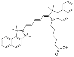structure of CAS# 1449661-34-0, 2-(5-(3-(5-羧基戊基)-1,1-二甲基-1,3-二氢-2H-苯并[e]吲哚-2-亚基)五-1,3-二烯-1-基)-1,1,3-三甲基-1H-苯并[e]吲哚-3-鎓