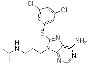 CAS # 1454619-14-7, 6-Amino-8-[(3,5-dichlorophenyl)thio]-N-(1-methylethyl)-9H-purine-9-propanamine