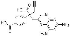 structure of CAS# 146464-92-8, 2,4-Diamino-alpha-(4-carboxyphenyl)-alpha-2-propynyl-6-pteridinepropanoic acid