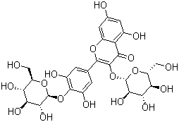 CAS # 146501-37-3, Complanatoside A, 3-(beta-D-Glucopyranosyloxy)-2-[4-(beta-D-glucopyranosyloxy)-3,5-dihydroxyphenyl]-5,7-dihydroxy-4H-1-benzopyran-4-one