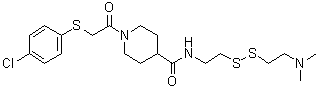 CAS 登录号：1469338-01-9, 1-[2-[(4-氯苯基)硫基]乙酰基]-N-[2-[[2-(二甲基氨基)乙基]二硫基]乙基]-4-哌啶甲酰胺