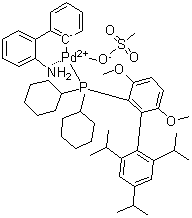 structure of CAS# 1470372-59-8, [2'-(氨基)[1,1'-联苯]-2-基][二环己基[3,6-二甲氧基-2',4',6'-三(1-甲基乙基)[1,1'-联苯]-2-基]膦](甲烷磺酸基)钯