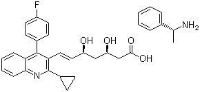 CAS 登录号：147511-70-4, (3R,5S)-7-[2-环丙基-4-(4-氟苯基)-3-喹啉基]-3,5-二羟基-6-庚烯酸 (+)-苯乙胺盐