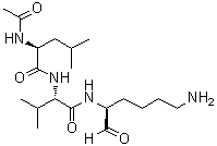 CAS # 147600-40-6, Acetyl-L-leucyl-L-valyl-L-lysinal, N-Acetyl-L-leucyl-N-[(1S)-5-amino-1-formylpentyl]-L-valinamide