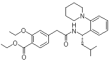 structure of CAS# 147770-06-7, (S)-2-乙氧基-4-[[[N-[1-(2-哌啶基苯基)-3-甲基丁基]氨基]羰基]甲基]苯甲酸乙酯