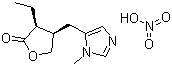 CAS # 148-72-1, Pilocarpine nitrate, (3S,4R)-3-Ethyldihydro-4-((1-methyl-1H-imidazol-5-yl)methyl)-2(3H)-furanone mononitrate, (3S)-3-Ethyl-4-[(3-methylimidazol-4-yl)methyl]oxolan-2-one nitrate