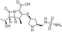 CAS # 148016-81-3, Doripenem, (+)-(4R,5S,6S)-6-[(1R)-1-Hydro-xyethyl]-4-methyl-7-oxo-3-[[(3S,5S)-5-[(sulfamoylamino)-methyl]-3-pyrrolidinyl]thio]-1-azabicyclo[3.2.0]hept-2-ene-2-carboxylic acid
