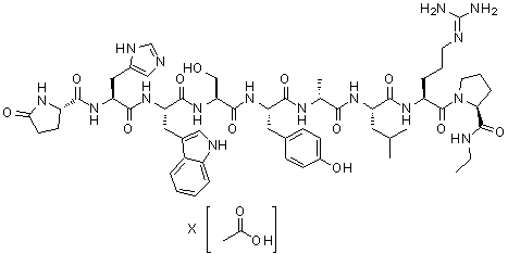 CAS 登录号：148029-26-9, 6-D-丙氨酸-9-(N-乙基-L-脯氨酰胺)-10-去甘氨酰胺-促黄体激素-释放因子(猪)乙酸盐