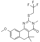 CAS # 1482457-84-0, 5,6-Dihydro-9-methoxy-3,5,5-trimethyl-2-[(2,2,2-trifluoroethyl)thio]-benzo[h]quinazolin-4(3H)-one