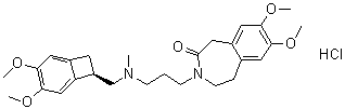 CAS # 148849-68-7, (R)-3-[3-[[(3,4-Dimethoxybicyclo[4.2.0]octa-1,3,5-trien-7-yl)methyl]methylamino]propyl]-1,3,4,5-tetrahydro-7,8-dimethoxy-2H-3-benzazepin-2-one monohydrochloride