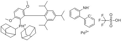 structure of CAS# 1507404-60-5, 甲磺酸[2-(二-1-金刚烷基膦)-2',4',6'-三异丙基-3,6-二甲氧基联苯][2-(2'-氨基-1,1'-联苯)]钯(II)