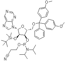 CAS # 151132-95-5, 9-[5-O-[Bis(4-methoxyphenyl)phenylmethyl]-3-O-[[bis(1-methylethyl)amino](2-cyanoethoxy)phosphino]-2-O-[(1,1-dimethylethyl)dimethylsilyl]-beta-D-ribofuranosyl]-9H-purine