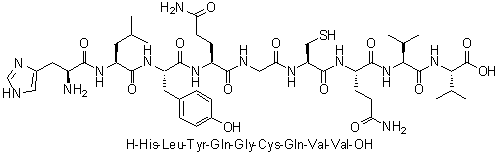 CAS # 151423-69-7, L-Histidyl-L-leucyl-L-tyrosyl-L-glutaminylglycyl-L-cysteinyl-L-glutaminyl-L-valyl-L-valine