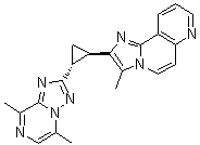 structure of CAS# 1516895-53-6, rel-2-[(1R,2R)-2-(5,8-二甲基[1,2,4]三唑并[1,5-a]吡嗪-2-基)环丙基]-3-甲基咪唑并[2,1-f][1,6]萘啶