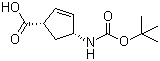 structure of CAS# 151907-79-8, (-)-(1S,4R)-N-Boc-4-aminocyclopent-2-enecarboxylic acid