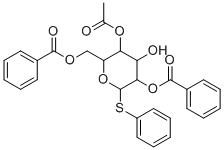 structure of CAS# 152488-28-3, 苯基4-O-乙酰基-2,6-二-O-苯甲酰基-1-硫代-beta-硫代-beta-D-吡喃半乳糖苷