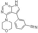 structure of CAS# 1527473-33-1, 3-[4-(4-Morpholinyl)-7H-pyrrolo[2,3-d]pyrimidin-5-yl]benzonitrile