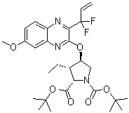 CAS # 1535212-01-1, (2S,3S,4R)-4-[[3-(1,1-Difluoro-2-propen-1-yl)-7-methoxy-2-quinoxalinyl]oxy]-3-ethyl-1,2-pyrrolidinedicarboxylic acid 1,2-bis(1,1-dimethylethyl) ester