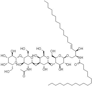 CAS 登录号：153565-90-3, N-[(1S,2R,3E)-1-[[[O-beta-D-吡喃半乳糖基-(1→4)-O-2-(乙酰氨基)-2-脱氧-beta-D-吡喃葡萄糖基-(1→3)-O-beta-D-吡喃半乳糖基-(1→4)-beta-D-吡喃葡萄糖基]氧基]甲基]-2-羟基-3-十七碳烯-1-基]-十八烷酰胺