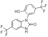 structure of CAS# 153587-01-0, 1,3-二氢-1-[2-羟基-5-(三氟甲基)苯基]-5-(三氟甲基)-2H-苯并咪唑-2-酮