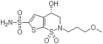 structure of CAS# 154127-42-1, (S)-3,4-Dihydro-4-hydroxy-2-(3-methoxypropyl)-2H-thieno[3,2-e]-1,2-thiazine-6-sulfonamide 1,1-dioxide