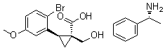 CAS 登录号：1542139-04-7, (1R,2R)-2-(2-溴-5-甲氧基苯基)-1-(羟基甲基)环丙烷羧酸与(alphaR)-alpha-甲基苯甲胺的化合物