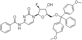 structure of CAS# 154771-33-2, N-[1-[5-O-[二(4-甲氧基苯基)苯甲基]-2-脱氧-2-氟-beta-D-阿拉伯呋喃糖基]-1,2-二氢-2-氧代-4-嘧啶基]苯甲酰胺