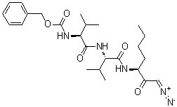 structure of CAS# 155026-49-6, N-[(Phenylmethoxy)carbonyl]-L-valyl-N-[(1S)-1-(2-diazoacetyl)pentyl]-L-valinamide