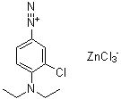 CAS 登录号：15557-00-3, 3-氯-4-(二乙基氨基)偶氮苯三氯锌酸盐