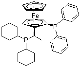 structure of CAS# 155806-35-2, (2R)-1-[(1R)-1-(Dicyclohexylphosphino)ethyl]-2-(diphenylphosphino)ferrocene