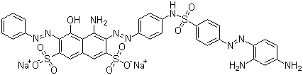 CAS # 157577-99-6, Acid Black 234, C.I. 30027, 4-Amino-3-[2-[4-[[[4-[2-(2,4-diaminophenyl)diazenyl]phenyl]sulfonyl]amino]phenyl]diazenyl]-5-hydroxy-6-(2-phenyldiazenyl)-2,7-naphthalenedisulfonic acid sodium salt