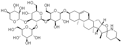 CAS # 157604-98-3, alpha-Dehydrotomatin, (3beta,22beta,25S)-Spirosol-5-en-3-yl O-beta-D-glucopyranosyl-(1→2)-O-[beta-D-xylopyranosyl-(1→3)]-O-beta-D-glucopyranosyl-(1→4)-beta-D-galactopyranoside, 5,6-Didehydro-alpha-tomatine, Dehydrotomatine