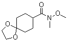 structure of CAS# 158243-48-2, N-Methoxy-N-methyl-1,4-dioxaspiro[4.5]decane-8-carboxamide