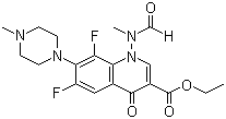 CAS # 158585-86-5, 6,8-Difluoro-1-(formylmethylamino)-7-(4-methylpiperazin-1-yl)-4-oxo-1,4-dihydroquinoline-3-carboxylic acid ethyl ester, Ethyl 6,8-difluoro-1,4-dihydro-1-(N-methylformamido)-7-(4-methyl-1-piperazinyl)-4-oxo-3-quinolinecarboxylate