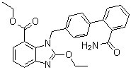 CAS 登录号：1586011-04-2, 1-[[2'-(氨基羰基)[1,1'-联苯]-4-基]甲基]-2-乙氧基-1H-苯并咪唑-7-羧酸乙酯