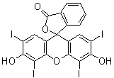 CAS # 15905-32-5, Erythrosine J, Erythrosine acid, Iodeosin, NSC 328781, Solvent Red 140, Tetraiodofluorescein, 3',6'-Dihydroxy-2',4',5',7'-tetraiodospiro[isobenzofuran-1(3H),9'-(9H)xanthen]-3-one