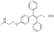 structure of CAS# 15917-65-4, 2-[4-[(1Z)-1,2-二苯基-1-丁烯基]苯氧基]-N-甲基乙胺盐酸盐