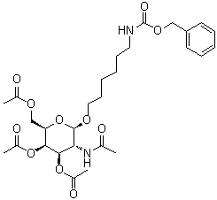 structure of CAS# 159173-77-0, N-[6-[[3,4,6-三-O-乙酰基-2-(乙酰氨基)-2-脱氧-beta-D-吡喃半乳糖基]氧基]己基]氨基甲酸苄酯
