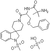 CAS # 159752-10-0, Ibutamoren mesylate, MK-677, 2-Amino-N-[(1R)-2-[1,2-dihydro-1-(methylsulfonyl)spiro[3H-indole-3,4'-piperidin]-1'-yl]-2-oxo-1-[(phenylmethoxy)methyl]ethyl]-2-methylpropanamide methanesulfonate