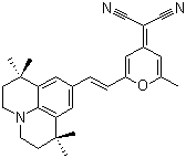 CAS # 159788-00-8, 4-(Dicyanomethylene)-2-methyl-6-(1,1,7,7-tetramethyljulolidyl-9-enyl)-4H-pyran, 2-[2-Methyl-6-[2-(2,3,6,7-tetrahydro-1,1,7,7-tetramethyl-1H,5H-benzo[ij]quinolizin-9-yl)ethenyl]-4H-pyran-4-ylidene]propanedinitrile