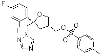 structure of CAS# 159811-30-0, 1,4-脱水-2,3,5-三脱氧-4-C-(2,4-二氟苯基)-2-[[[(4-甲基苯基)磺酰基]氧基]甲基]-5-(1H-1,2,4-三唑-1-基)-D-赤式-戊糖醇