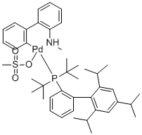 structure of CAS# 1599466-89-3, (SP-4-3)-[双(1,1-二甲基乙基)[2',4',6'-三(1-甲基乙基)[1,1'-联苯]-2-基]膦](甲烷磺酸基-κO)[2'-(甲基氨基-κN)[1,1'-联苯]-2-基-κC]-钯