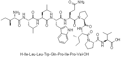 L-Isoleucyl-L-leucyl-L-leucyl-L-tryptophyl-L-glutaminyl-L-prolyl-L-isoleucyl-L-prolyl-L-valine molecular structure (CAS 160213-54-7)