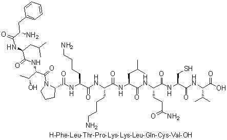 CAS # 160215-60-1, L-Phenylalanyl-L-leucyl-L-threonyl-L-prolyl-L-lysyl-L-lysyl-L-leucyl-L-glutaminyl-L-cysteinyl-L-valine