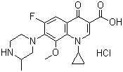CAS # 160738-57-8, Gatifloxacin hydrochloride, 1-cyclopropyl-6-fluoro-8-methoxy-7-(3-methyl-piperazin-1-yl)- 4-oxo-1,4-dihydro-quinoline-3-carboxylic acid hydrochloride