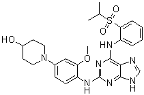 structure of CAS# 1609584-72-6, 1-[3-甲氧基-4-[[6-[[2-[(1-甲基乙基)磺酰基]苯基]氨基]-9H-嘌呤-2-基]氨基]苯基]-4-哌啶醇